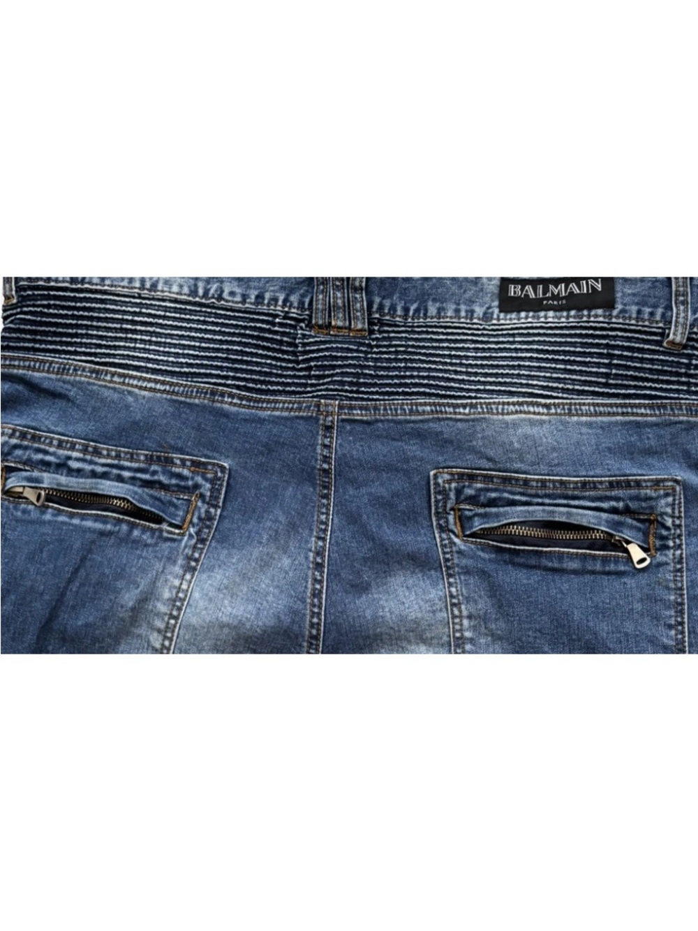 Balmain Paris Men’s 38 Distressed Biker Moto Jeans Zip Pockets - Picture 8 of 13